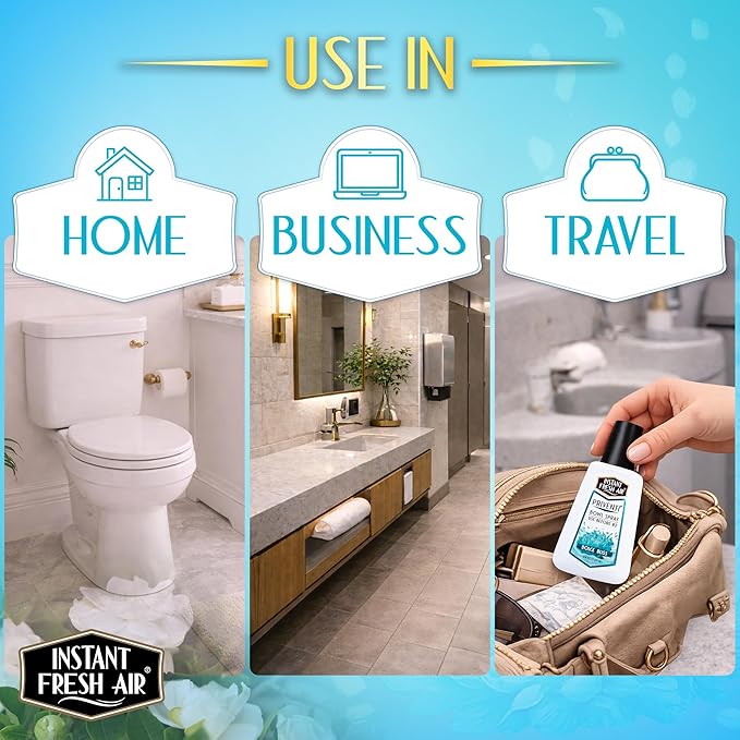 Priventi Toilet Spray & Bathroom Spray Odor Eliminator - Up to 120 Uses - Travel Size Odor Elimination for #2 - For Home, Office, Schools, Travel - Dolce Bliss Fragrance - 2.4 oz