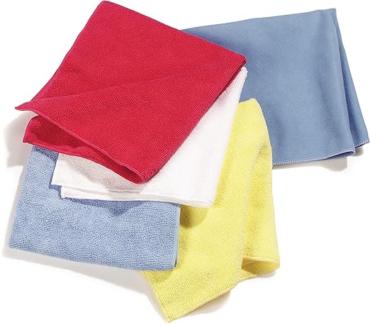 Carlisle FoodService Products 3633402 Polyester/Polyimide Blend Terry Microfiber Cleaning Cloth, 16" Length x 16" Width, White (Case of 12)