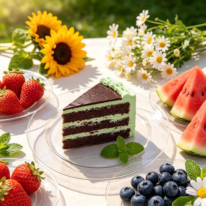 FLOWERCAT 60PCS Clear Plastic Plates - Disposable Clear Plates Heavy Duty for Christmas Party/Wedding/New Year - Include 30PCS 10.25inch Dinner Plates and 30PCS 7.5inch Dessert/Salad Plates