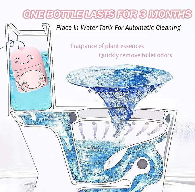 Toilet Bowl Cleaner Bottle Krazy Klean Pro Toilet Cleaning Tank Cleaner Pink Cute Dinosaur The Works Tank Bowl Cleaner Easy to Use Leaving Looking Fresh-Peach Scent