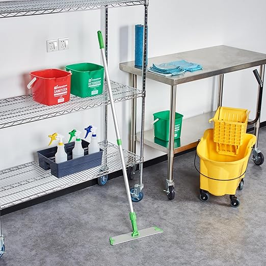 Restaurantware-Clean Tek Professional 15.7 Inch Flat Mop Plate Frame, 1 Quick Connect Mop Frame for Wet Or Dry Pads - Pads Sold Separately, Durable, Green Aluminum Cleaning Pad Base