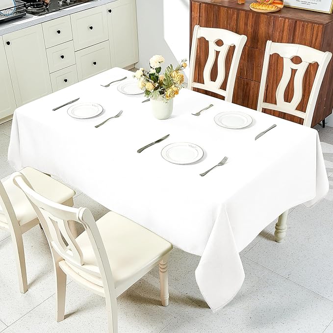 IVAPUPU Textured Linen Table Cloth for Rectangle Table - Waterproof Fabric Tablecloth Rectangular Wrinkle Free Wipeable Dining Cover for Wedding/Birthday/Party Decor, 52 x 70 Inch