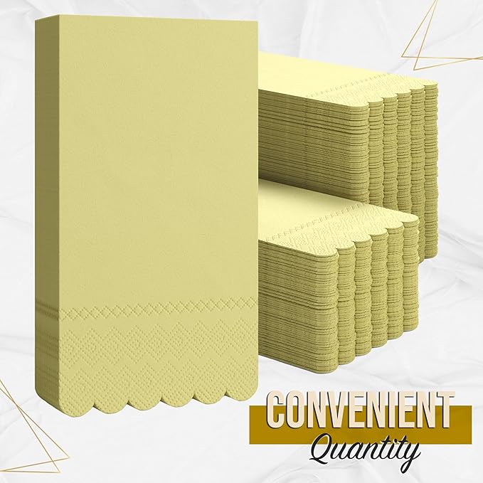 Party Solids Yellow Scalloped Napkins Disposable 20 Pcs 3-Ply Yellow Scalloped Dinner Napkins Disposable Decorative for Dinners & Parties, Paper Guest Towels for Bathroom & Party Supplies