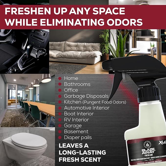 Blaze Away Commercial Air Freshener & Odor Eliminator for Strong Odor - Industrial-Grade Room Spray & Room Deodorizer for Home, Car, Smoke & Pet Odors - Long-Lasting Odor Absorber, Room Fresheners