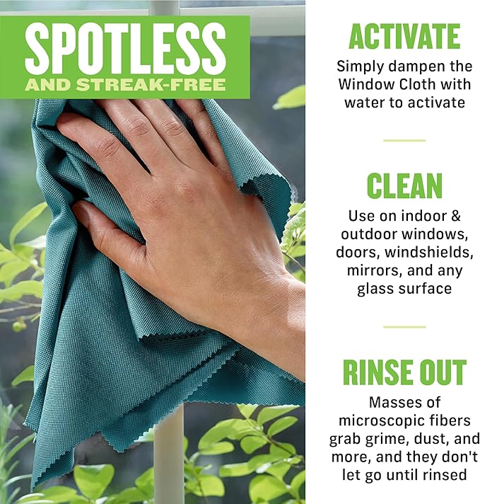 E-Cloth Microfiber Cleaning Cloth Glass Cleaner Kit & Microfiber Cleaning Cloth Shower Kit - Microfiber Cloths for Cleaning Bathrooms - Washable, Reuseable Cleaning Cloths