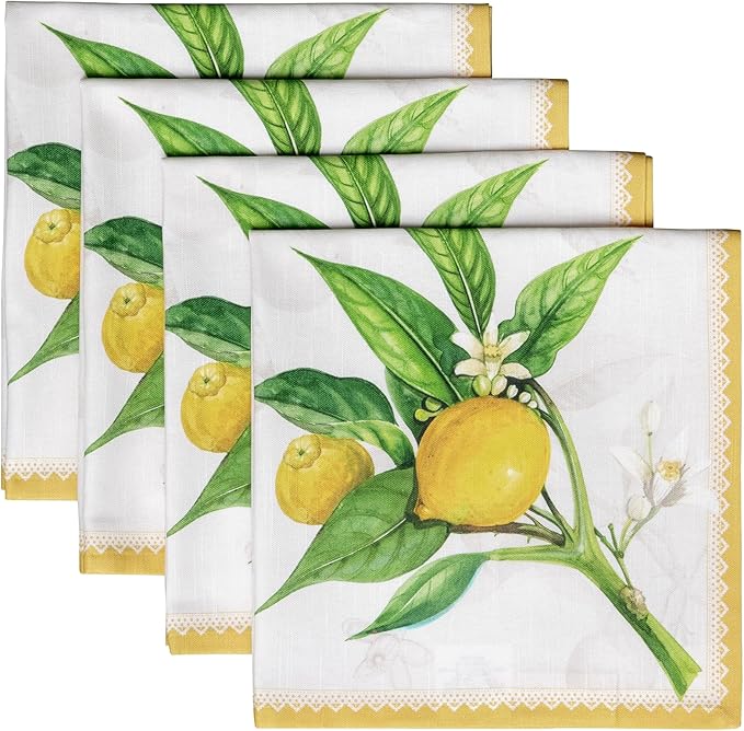 Maison d' Hermine 100% Cotton Cloth Napkins Set of 4 Everyday Reusable Square Napkins Cloth Washable Dinner Party Wedding Restaurant Hotel Kitchen Spring Summer (Limoncello, 20" x 20")