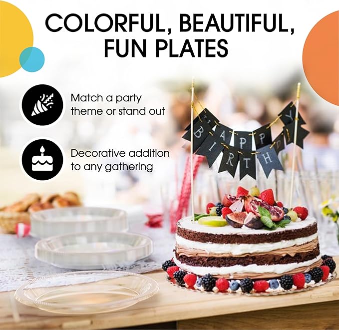 Exquisite Party Solids Clear Plastic Plates For Party Supplies 9" Clear Disposable Plates Heavy Duty 50 Pcs Plastic Dinnerware Sets Heavy Duty 350 GSM Disposable Dinnerware Set