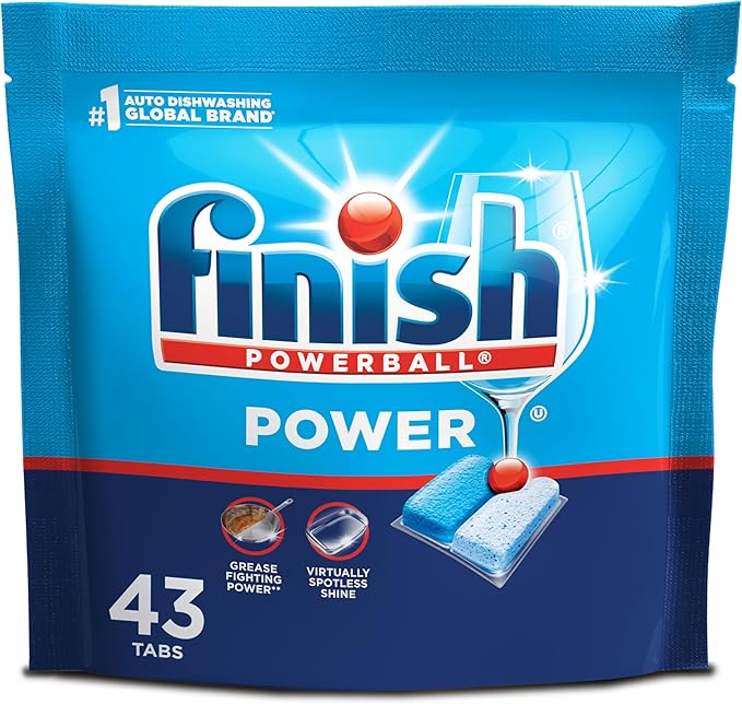 Finish Power Dishwasher Pods, No Pre-Rinse Dishwasher Detergent Soap For Deep Clean & Shine with Degreasing Power, 43 Count