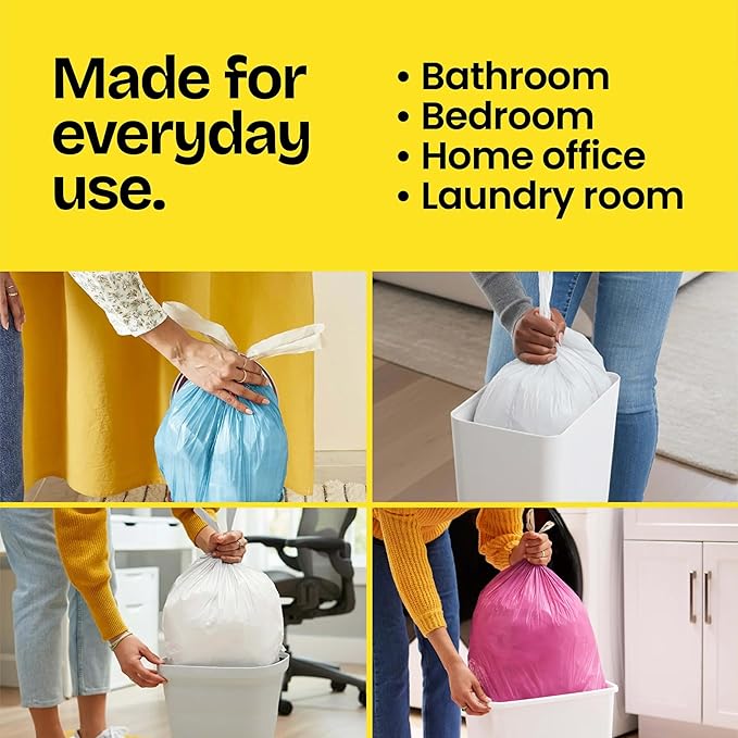 Glad Drawstring Trash Bags with Clorox, 4 Gal, Lemon Fresh Bleach, 80 Ct, 30 Pack (Package May Vary)
