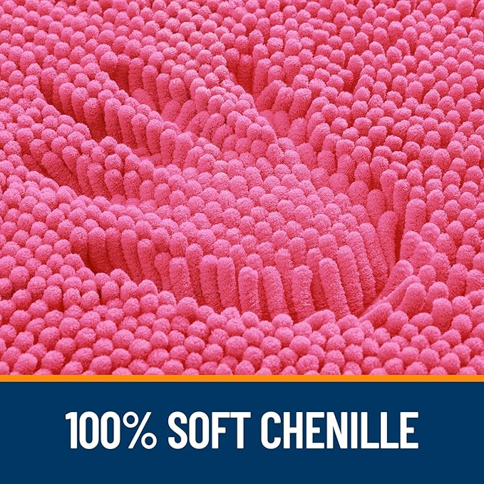 OLANLY Large Bathroom Rugs 40x32, Extra Soft Absorbent Chenille Bath Rugs, Rubber Backing Quick Dry, Machine Washable Bath Mats for Bathroom Floor, Tub and Shower, Home Decor Accessories, Hot Pink