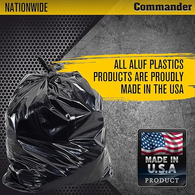 Commander 42 Gallon 3 MIL (eq) Heavy Duty Contractor Bags with Flap Ties - 32" x 46" - Pack of 80 - For Contractor, Industrial, & Outdoor