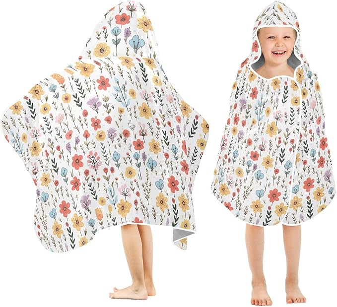 Kids Hooded Towels Flower Floral Swimming Beach Towel 23.5" x 50" Bath Towel for Boys Girls 21217224