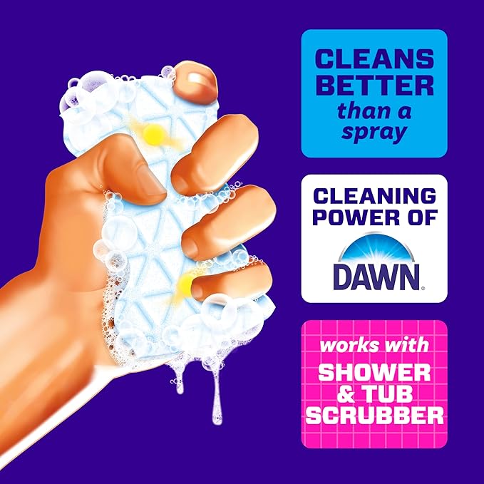 Mr. Clean Magic Eraser Sponge, Bathroom, Shower, Tub Cleaner, Soap Scum Remover, Bathroom Cleaning Supplies, Dawn Cleaning Power with Lemon Scent, Shower & Tub, 8ct (Pack of 4)