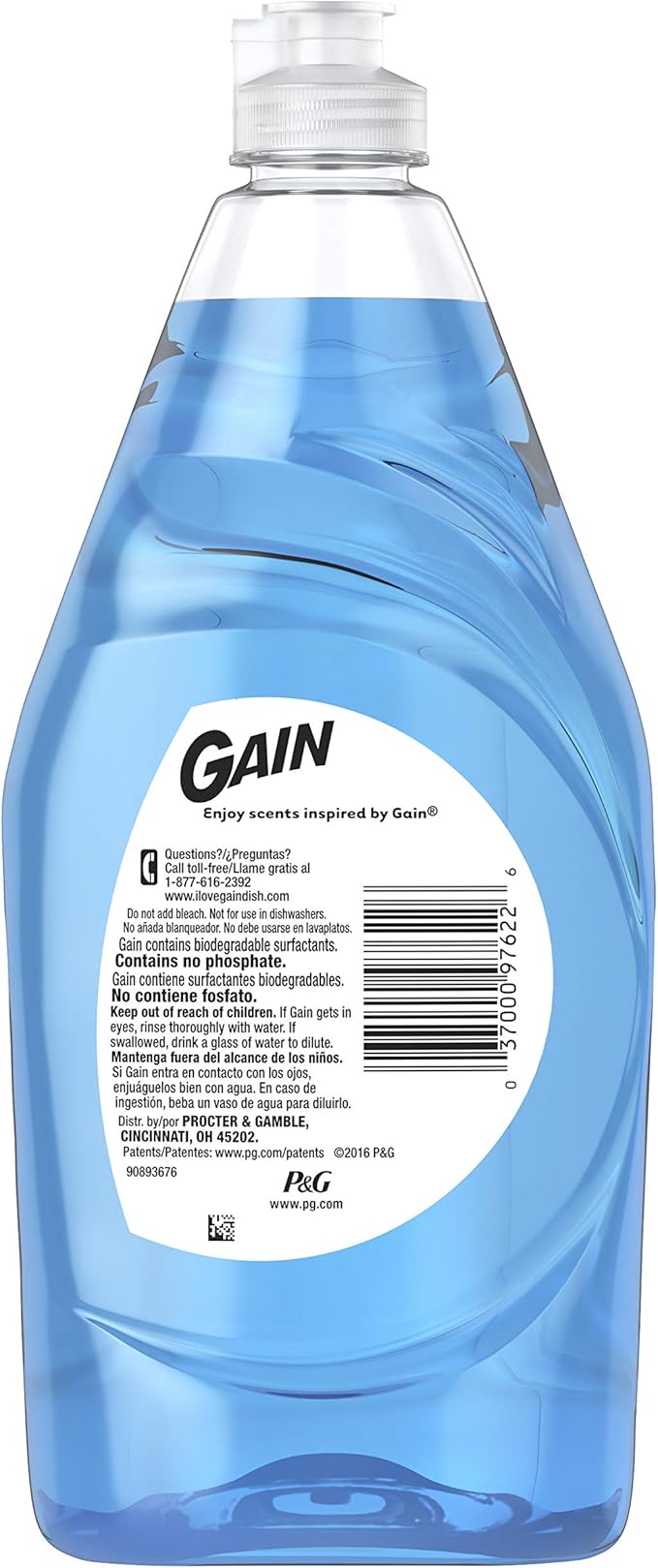 Gain Ultra Bleach Alternative Dishwashing Liquid Dish Soap, Honey Berry Hula Scent - 21.6 Fluid Ounce (Pack of 2)