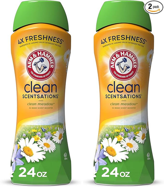 ARM & HAMMER Clean Scentsations In-Wash Scent Booster, Laundry Scent-Booster Clean Meadow scent, 24 Oz (Pack of 2)