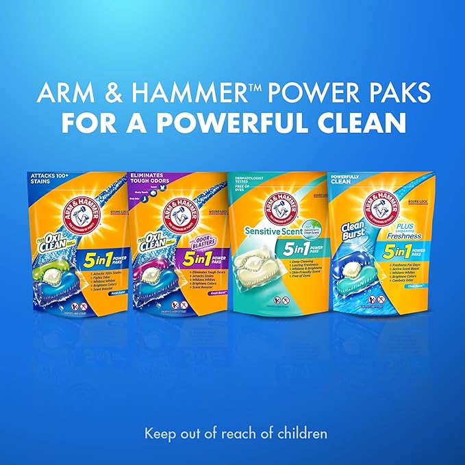 Arm & Hammer plus OxiClean 5-in-1 Power Paks, 24 Count (Packaging may vary)