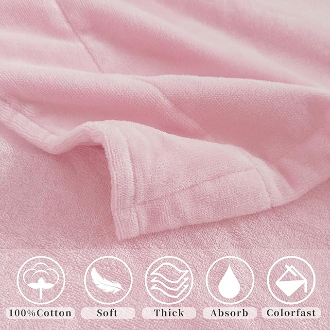Women Bath Robe,Premium 100% Cotton Terry Shawl Collar Super Absorbent Bathrobe, Ideal Bathroom Robe,Pink