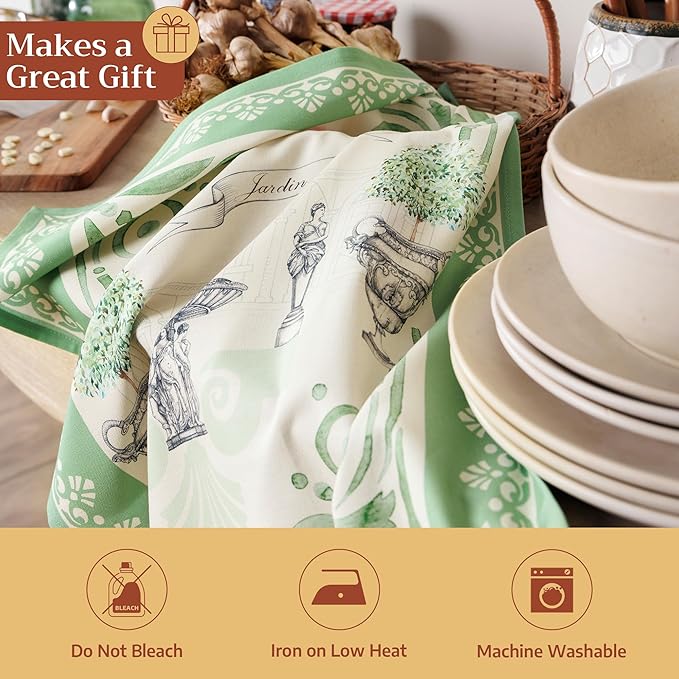 Maison d' Hermine Kitchen Towels Set of 2 100% Cotton 27.50" x 20" Reusable Cloth Tea Dish Towels Absorbent with Hanging Loop for Kitchen Farmhouse Hotel Spring Summer - Jardin Du Roy