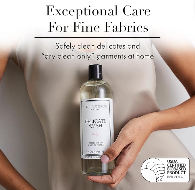 The Laundress Delicate Wash Luxury Liquid Laundry Detergent, 31 Loads, Concentrated Washing Detergent, Lady Scent, Enzyme-Free Hand or Machine Wash Laundry Soap for Silk, Lingerie & More