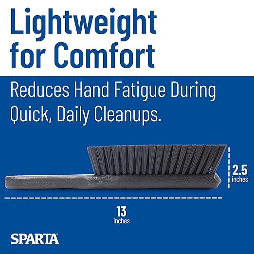 SPARTA 8 Inch Soft Counter Brush with Polyester Bristles and 5 Inch Handle, Color Coded Handheld Broom for Tables Countertops and Foodservice Surfaces, 13 Inch Overall Length, Black, Pack of 6