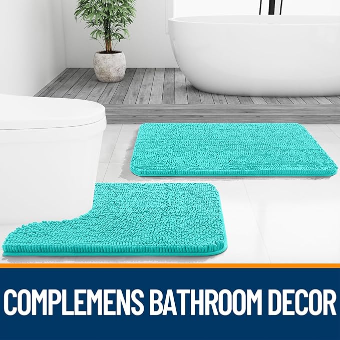 OLANLY Bathroom Runner Rugs 59x24, Extra Soft Absorbent Chenille Bath Rugs, Rubber Backing Quick Dry, Machine Washable Long Bath Mats for Bathroom Floor, Tub and Shower, Home Decor Accessories, Teal