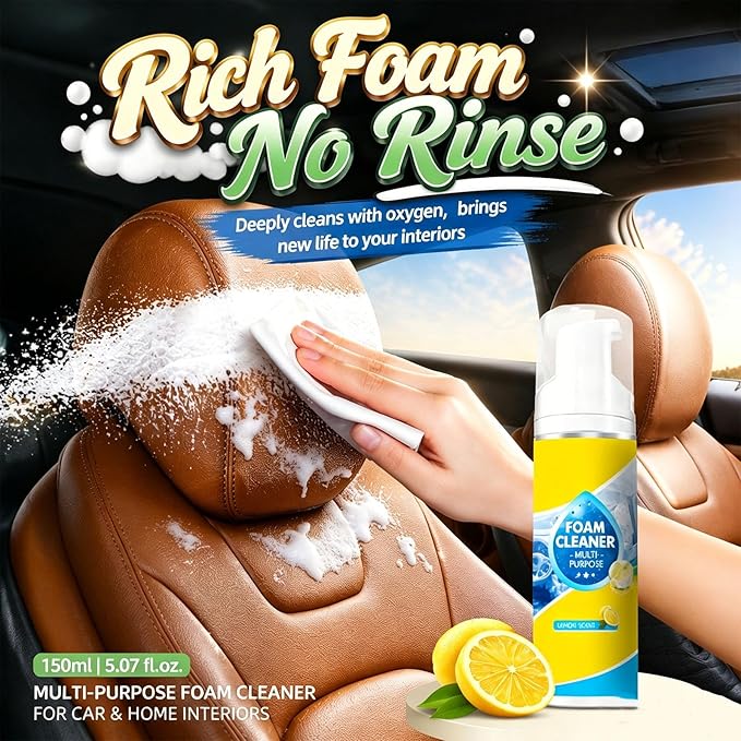 4-in-1 Multi-Enzyme Foam Cleaner, Foam Cleaner Multi Purpose, Enzyme Cleaner, for Car Interior, Kitchen Grease, Bathroom Tiles,Sofa Upholstery (1PCS)