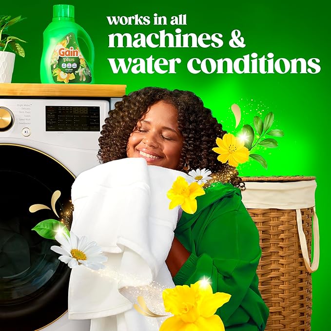 Gain Plus Liquid Laundry Detergent, Cleaner, Fresher, Now with Oxi, Original Scent, 170 fl oz, 129 Loads