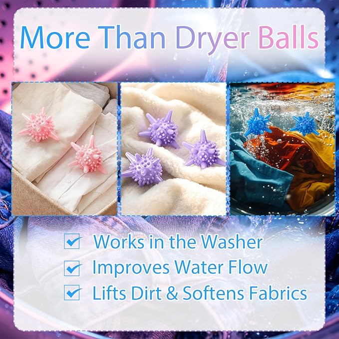 Zhehao 8 Pcs Silicone Dryer Balls Laundry Agitator Reusable Balls for Dryer or Washer 2.36 inches Reusable Wrinkle & Pet Hair Reducer for Washing Machine(Colorful)