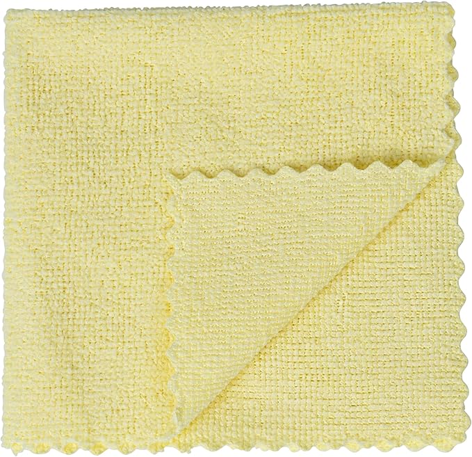 Restaurantware-Clean Tek Professional 11.81 x 11.81 Inch Microfiber Rags In a Box, 25 Absorbent Cleaning Cloths - No-Scratch, Yellow Microfiber Reusable Edgeless Cleaning Towels, Leaves No Streak
