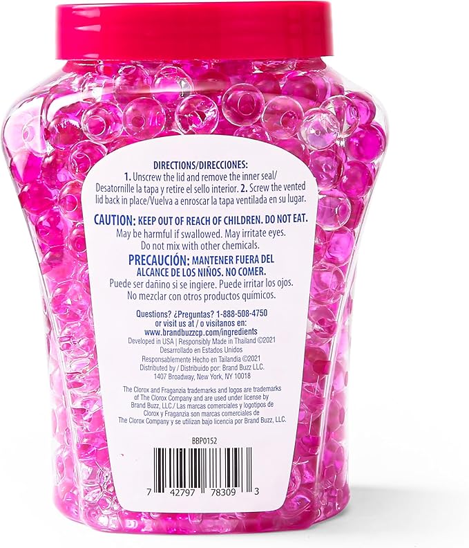 Clorox Fraganzia Crystal Beads Air Freshener Twin Pack, Long Lasting Room Deodorizer and Odor Eliminator Gel Beads for Home, Car, or Office, Spring Scent, 24 Fl Oz - 6 Pack