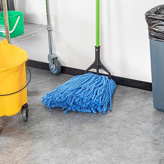 Restaurantware-MOP HEAD ONLY: Clean Tek Professional 24 Ounce Wet Mop Head, 1 Cut End Refill - Handle Sold Separately, 1.25 Inch Headband, Microfiber Blue Replacement, Reusable