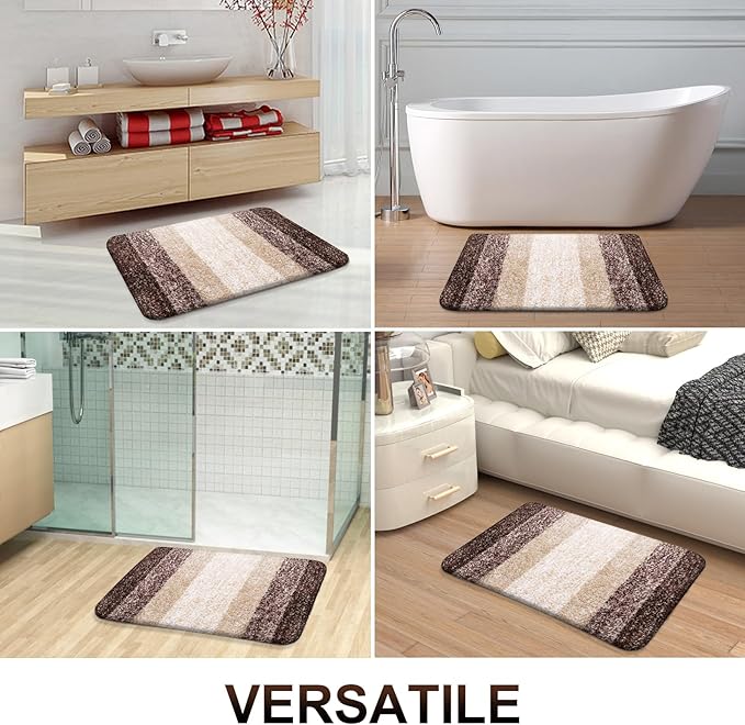 OLANLY Large Bathroom Rugs Mat 47x32, Extra Soft Absorbent Microfiber Bath Rugs, Rubber Backing, Quick Dry, Machine Washable Bath Mats for Bathroom Floor, Tub and Shower, Home Decor Accessories, Brown