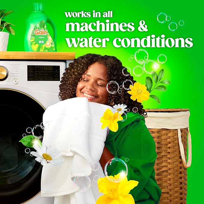 Gain Liquid Laundry Detergent with Odor Defense, Original Scent, Laundry Soap For HE Washing Machines, 60 fl oz, 45 Loads, Pack of 2 (Packaging May Vary)
