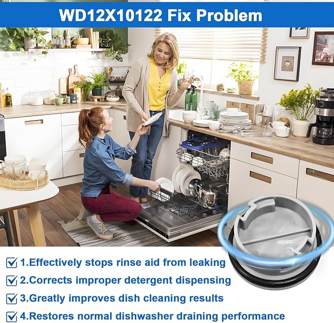 WD12X10122 Dishwasher Rinse Aid Dispenser Cap Compatible with GE Dishwasher Replaces WD12X10102 WD12X10200 PS958932 EAP958919 AH958932 (2 Pcs)