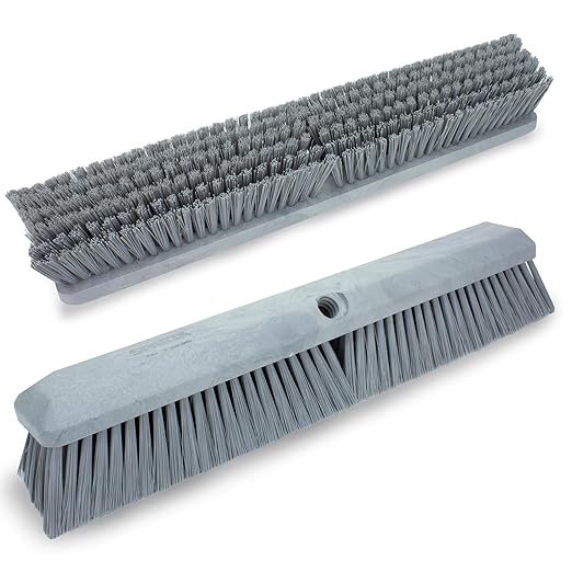 SPARTA Omni Sweep – 18" Heavy Duty Broom Head for Outdoor and Indoor Use, Nonabsorbent Block, Multi-Surface Deck Brush for Garage, Patio, Kitchen, and Concrete, Gray, Pack of 12