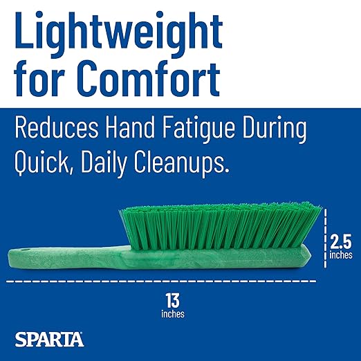 SPARTA 8 Inch Soft Counter Brush with Polyester Bristles and 5 Inch Handle, Color Coded Handheld Broom for Tables Countertops and Foodservice Surfaces, 13 Inch Overall Length, Green