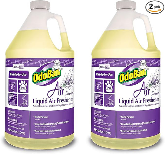 OdoBan Professional Series Ready-to-Use Air Lavender Liquid Air Freshener, Made in the USA, Lavender Scent, 2-Pack, 1 Gallon Each