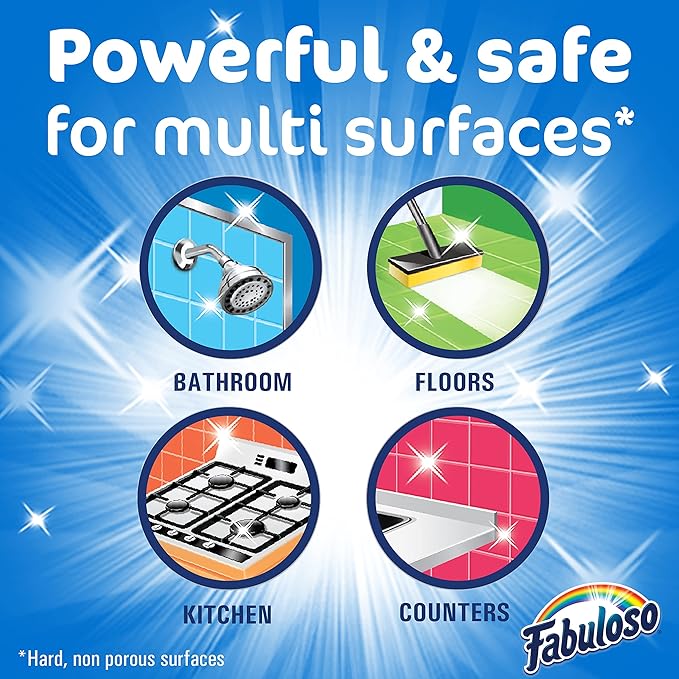 Fabuloso Multi-Purpose Cleaner and Floor Cleaner, 2X Concentrated Formula, Long-Lasting Freshness, Spring Fresh Scent, 56 oz (Pack of 5)