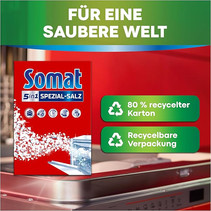 SOMAT Special Salt (1.2 kg), Dishwasher Salt for Stronger Dishwashing Performance, Water Softener for Dishwasher Works Against Limescale for Shiny Results and Longer Life