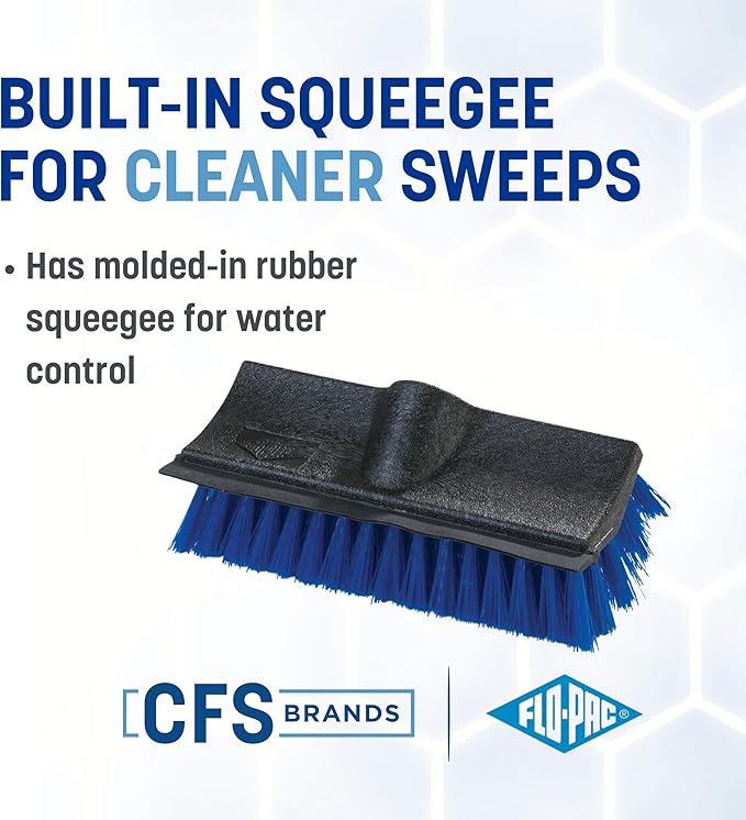 CFS 3619014 Dual Surface Floor Scrub with Rubber Squeegee, 10" Length, Blue