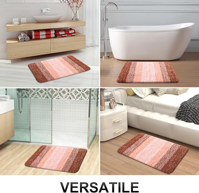 OLANLY Bathroom Runner Rugs Mat 59x24, Extra Soft Absorbent Microfiber Bath Rugs, Rubber Backing, Quick Dry, Washable Long Bath Mats for Bathroom Floor, Tub and Shower, Home Decor Accessories, Orange
