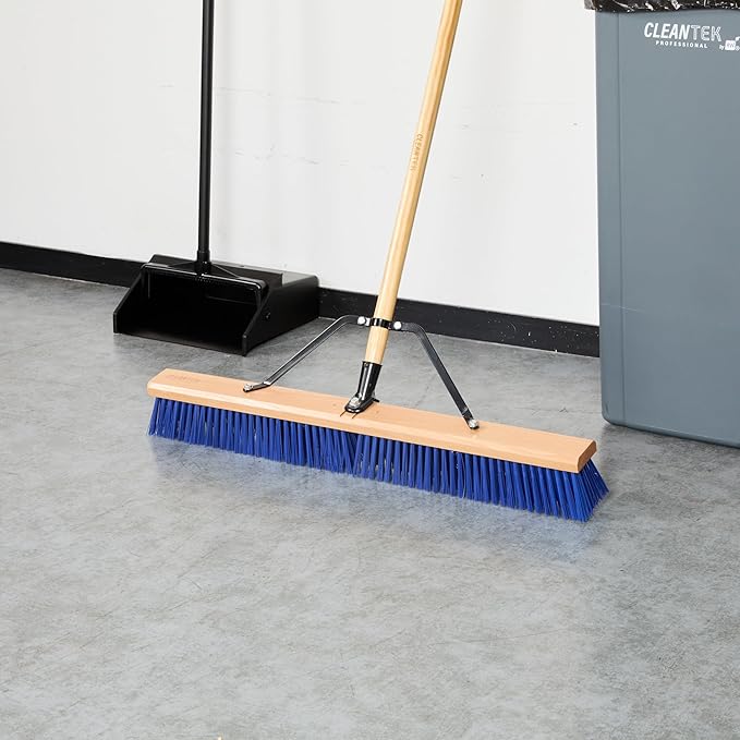 Restaurantware-BROOM HEAD ONLY: Clean Tek Professional 30-Inch Broom Head, 1 Heavy-Duty Push Cleaning Tool - Handle And Brace Sold Separately, Heavy Plastic Bristles, Wooden, Commercial Use