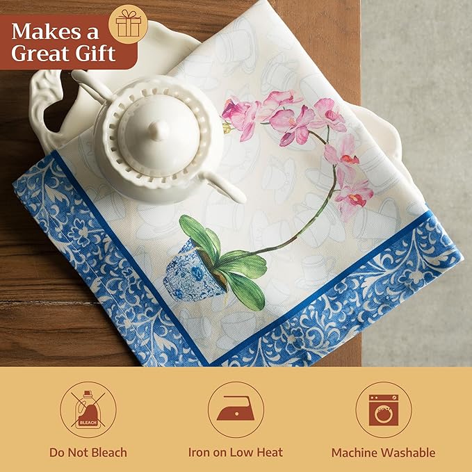 Maison d' Hermine 100% Cotton Cloth Napkins Set of 4 Everyday Reusable Square Napkins Cloth Washable Dinner Party Wedding Restaurant Hotel Kitchen Spring Summer (Canton, 20" x 20")