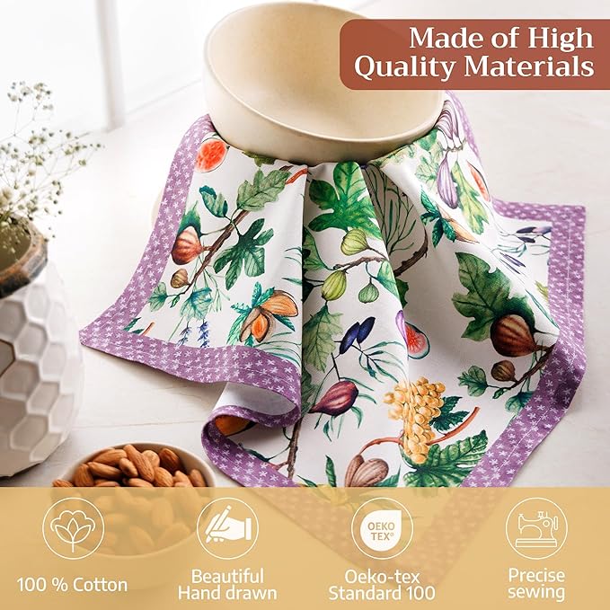 Maison d' Hermine 100% Cotton Cloth Napkins Set of 4 Everyday Reusable Square Napkins Cloth Washable Dinner Party Wedding Restaurant Hotel Kitchen Spring Summer (Cavaillon, 18" x 18")