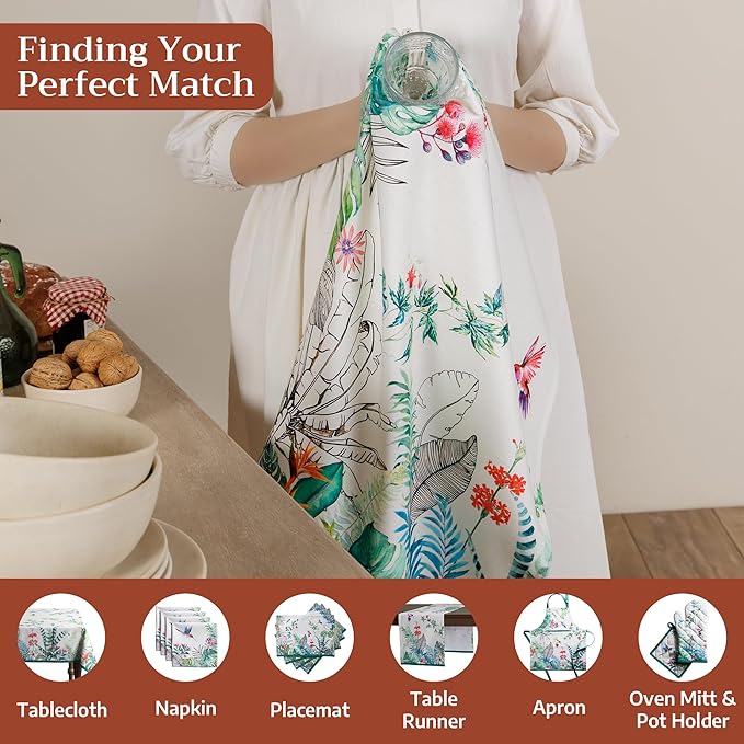 Maison d' Hermine Kitchen Towels Set of 3 100% Cotton 27.50" x 20" Reusable Cloth Tea Dish Towels Absorbent with Hanging Loop for Kitchen Farmhouse Hotel Spring Summer - Tropiques