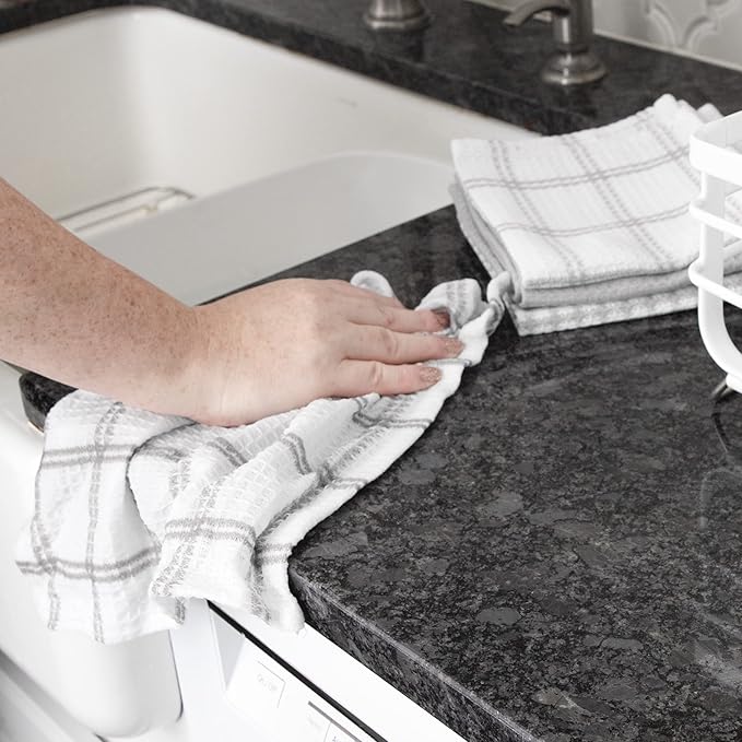 T-Fal Premium Waffle Dish Cloths: Highly Absorbent,Super Soft Long Lasting - 100% Cotton,12"x13" Flat Waffle Dish Towel for Cleaning & Drying Dishes,Grey,(Pack of 8)