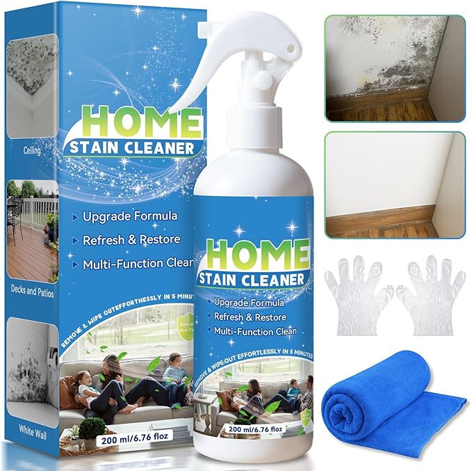 Mold Stain Cleaner Spray, Wall Cleaner Spray, All Purpose Cleaning Spray for Home Surfaces, Bathrooms, Kitchens, Showers, Basements & Outdoor Areas, Multipurpose Remover for Dirt, Dust, Oil