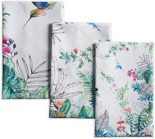 Maison d' Hermine Kitchen Towels Set of 3 100% Cotton 27.50" x 20" Reusable Cloth Tea Dish Towels Absorbent with Hanging Loop for Kitchen Farmhouse Hotel Spring Summer - Tropiques