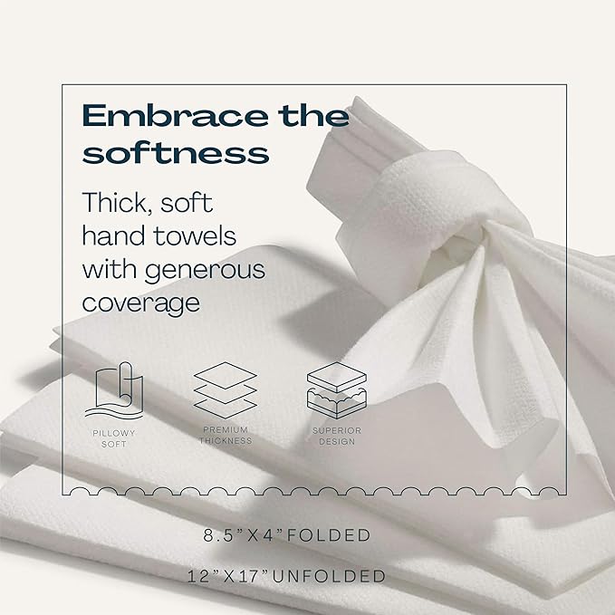 Lintext Disposable Linen-Feel Guest Towels - 12" x 17" Cloth-Like Hand Towels - Made In USA, Soft And Absorbent Paper Napkin For Bathroom, Kitchen, Or Event [Extra-Soft - Pack of 50], White