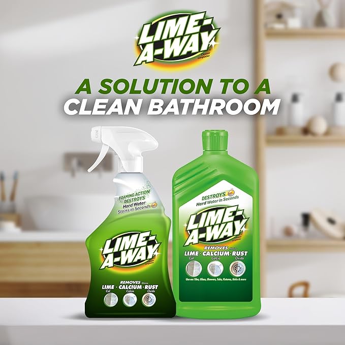 Lime-A-Way Bathroom Cleaner, 32 fl oz Bottle, Removes Lime Calcium Rust (Pack of 2)
